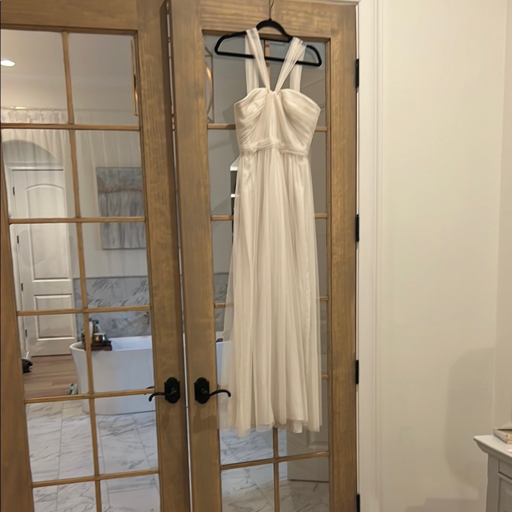 Amsale size 8 Cream Halter Neck Maxi Dress